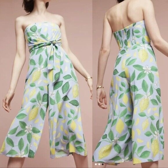 Maeve Lemon Grove Strapless Jumpsuit Size 2 - Picture 1 of 5